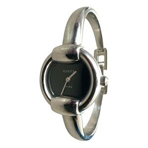 Gucci Vintage 1400L Silver Stainless Steel Bangle Horsebit Buckle Watch 25mm